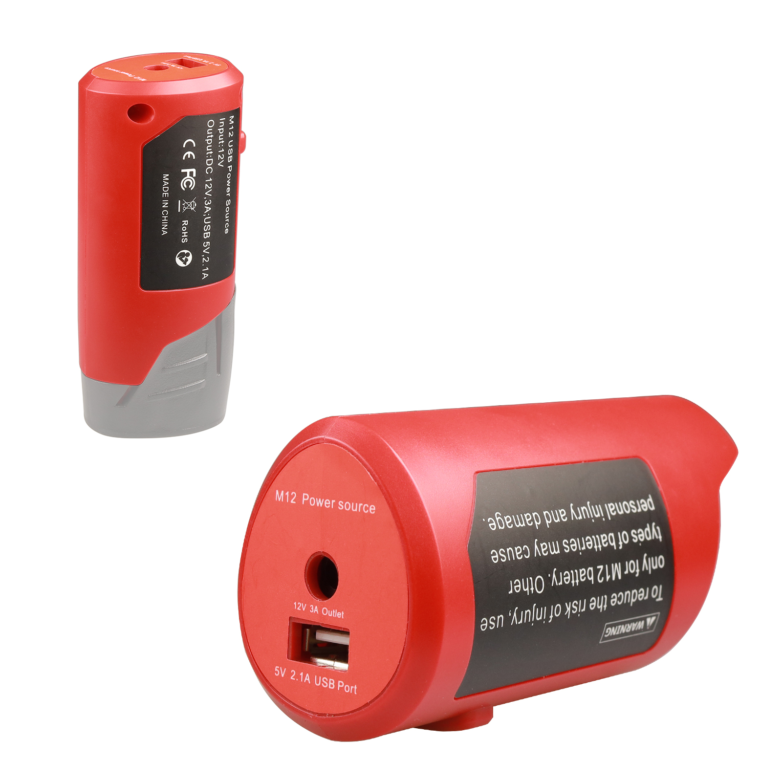 USB Power Source Adapter for Milwaukee M12 12V Lithium-ion Battery