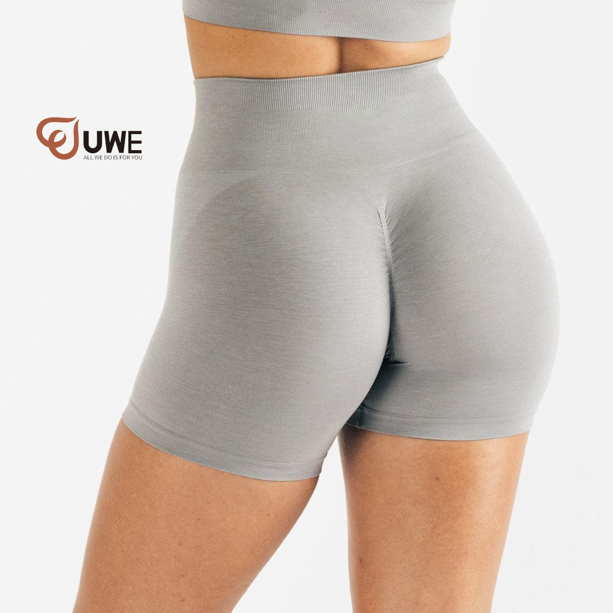 Yoga Biker Shorts High Quality Medium Grey Seamless Amplify Running Scrunch Shorts Featured Image