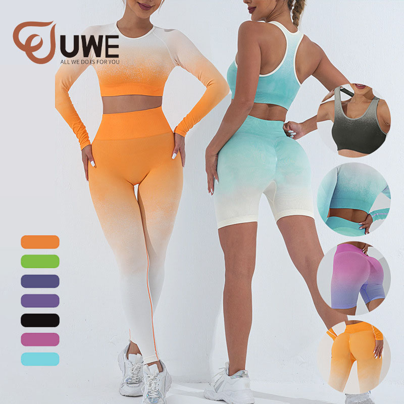 I-Yoga 4 Piece Setha I-Ombre Seamless Workouts Gradients Suit