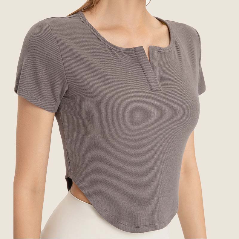 Women’s Crop Top Cotton Spandex Slim Fit Short Sleeve T-shirt
