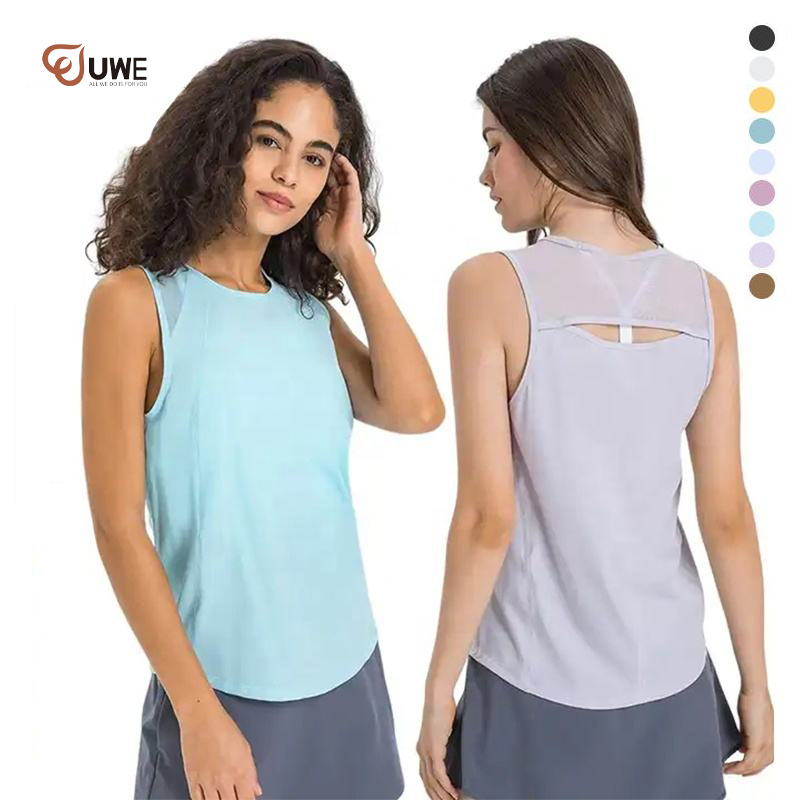 Yoga Tank Top Sleeveless Hollow Out Round Neck T-shirt