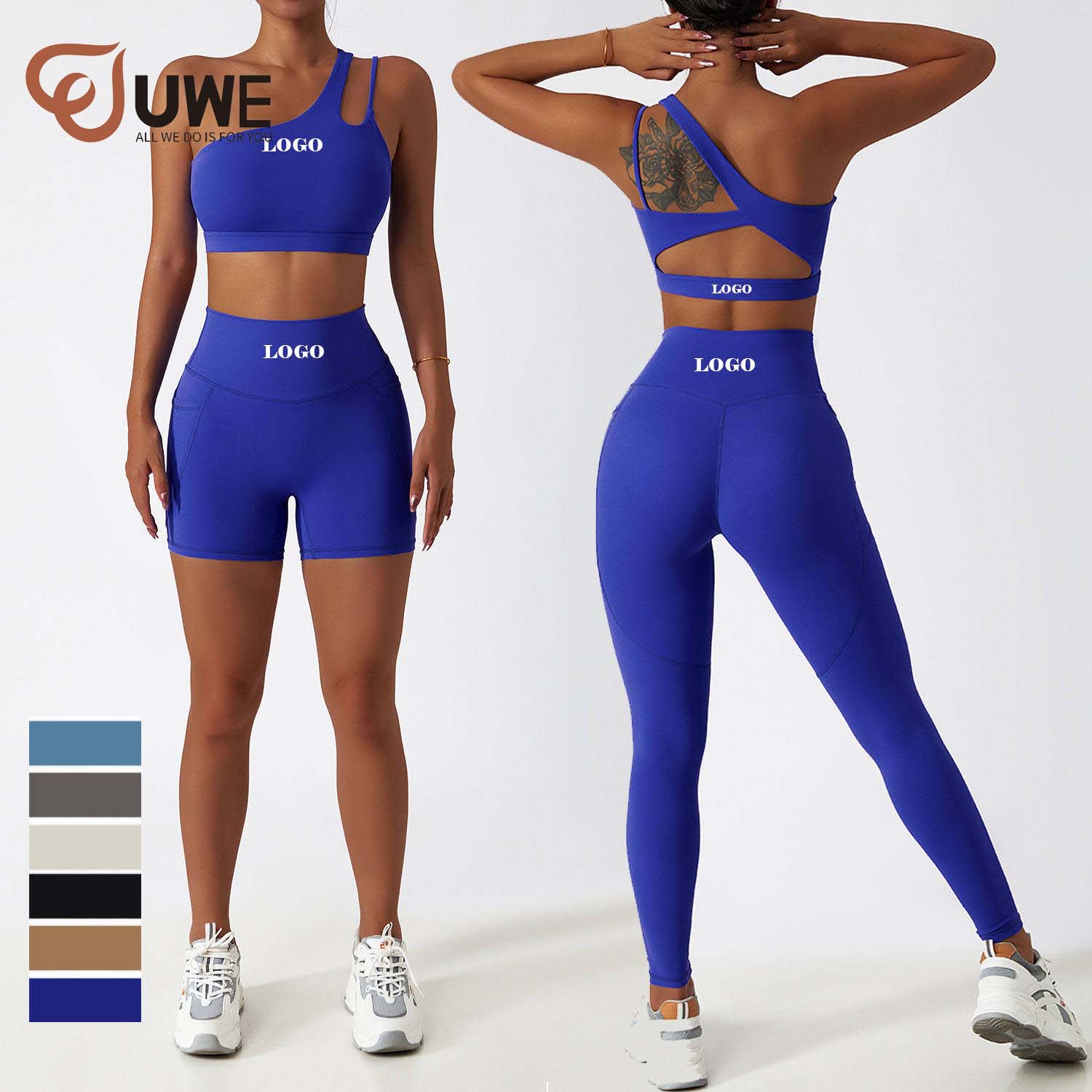 Yoga Set Workout Ausgehal Gym Wear Suit One Shoulder Sports BH