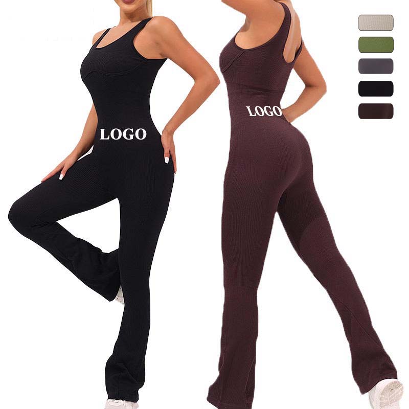 Yoga-Jumpsuits, nahtlos, ausgestellte Einteiler, Fitnessstudio, Fitness-Sets