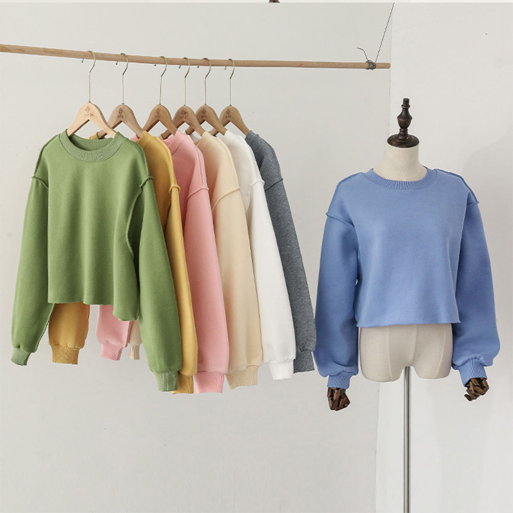 Sweatshirt Oversized Cotton Plain Pullover Crop Top - Manufacturer and ...