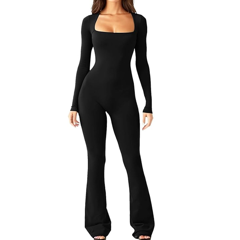 Yoga Jumpsuit Outfit One Piece Gym Fitness Bodysuit med brede ben