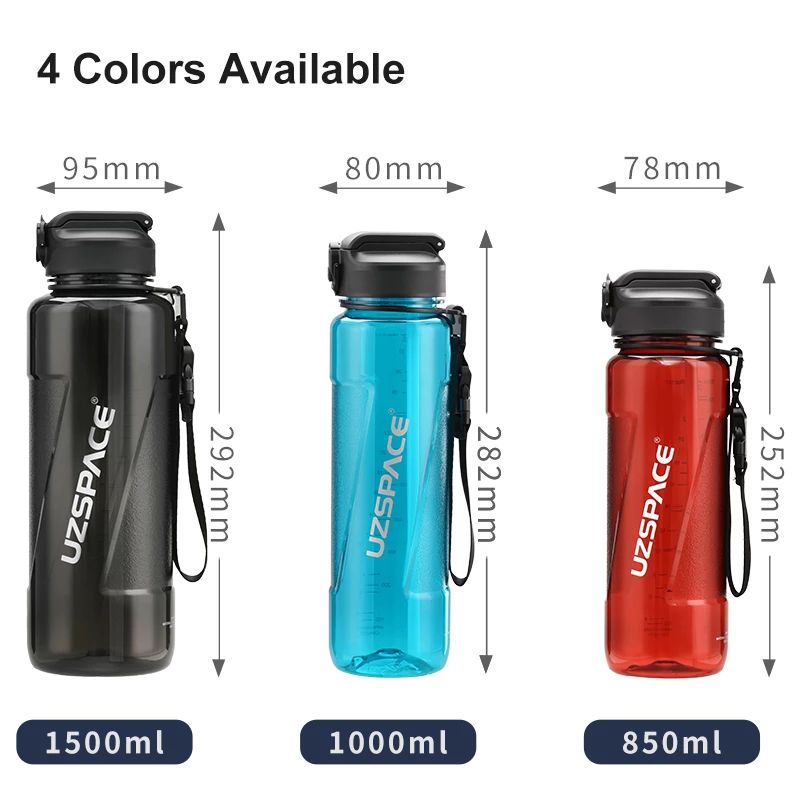 550ml/850ml/1000ml Water Bottle with Straw Portable Sports Shaker