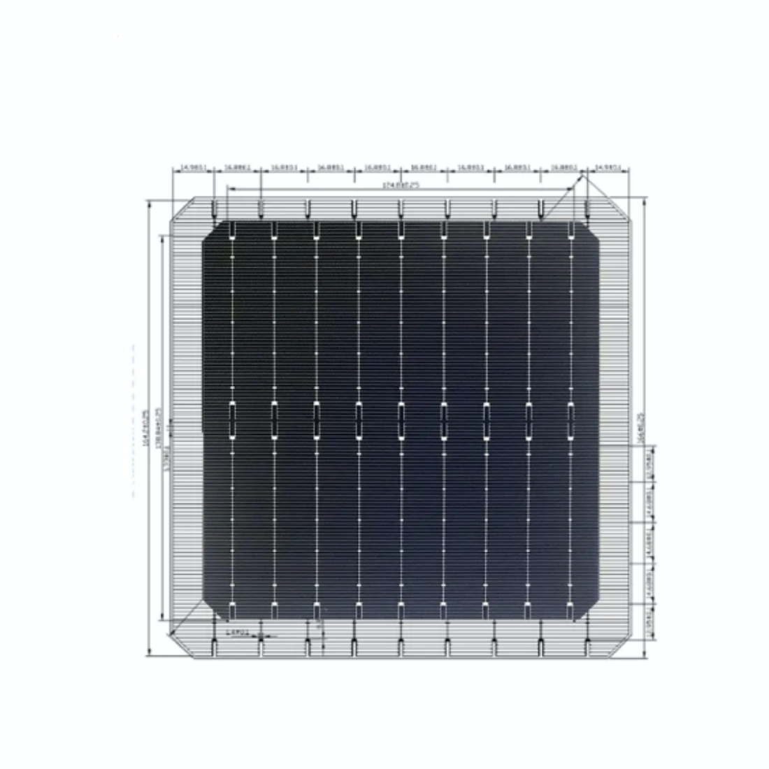 PERC 182mm 10BB mono facial solar cells for 550W solar panel