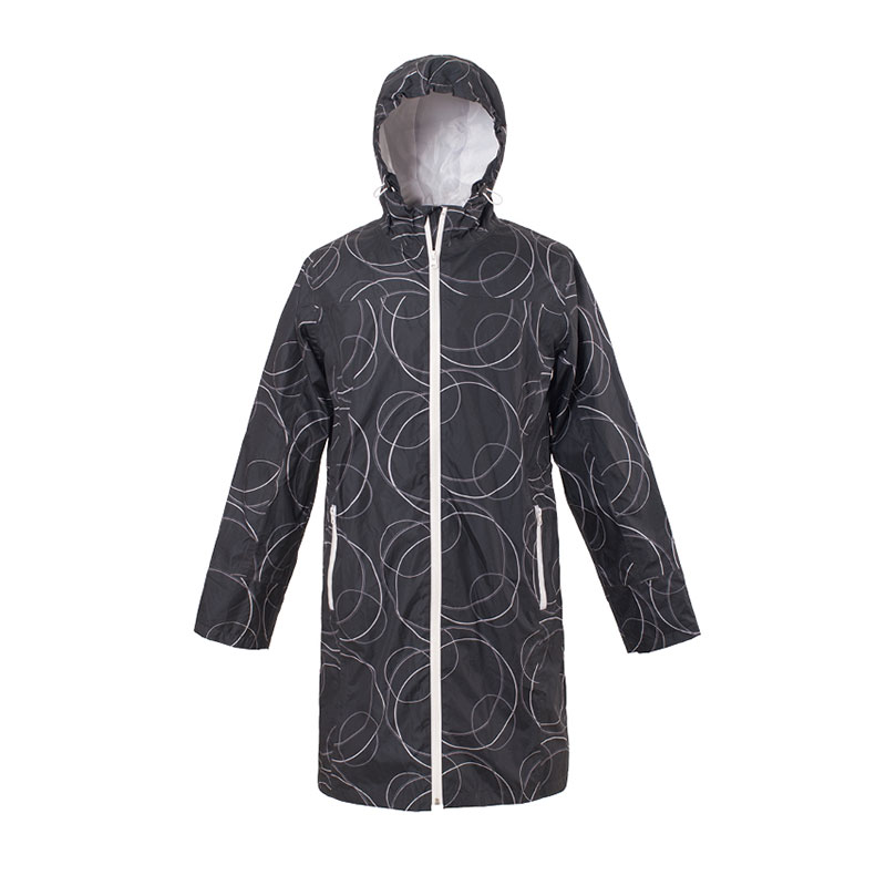 China High Quality Raincoat Black Color Polyester PU  with White Zipper M17150 factory and suppliers | V-sheng Featured Image