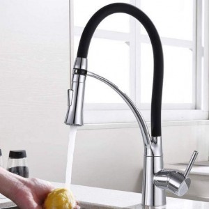 Vaguel Black Stainless Steel Chromed Kitchen Faucet Flexible Water Tap