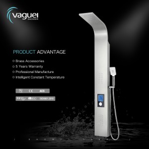 Vaguel Spa Upc Rainfall Style Led Digital Smart Temperature Display Thermostatic Shower Tower Panel