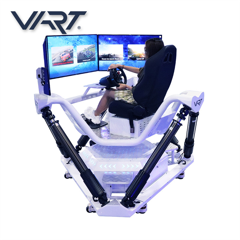 2019 China New Design Virtual Reality EntertainmentHydraulic Racing Fly VR Logitech G29 Auto-Fahrsimulator zum Geldverdienen mit 3 Bildschirmen