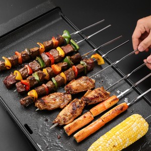 304 Stainless Steel Barbecue Sign Outdoor Meat Piercing Needle Barbecue Needle Flat Sign Tool Factory Wholesale