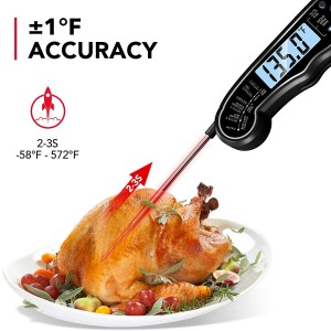 Meat Thermometer Instant Read Food LCD Backlight Calibration Waterproof