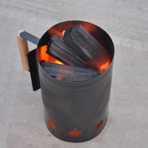 Charcoal Chimney Starter Large Size Wood Handle Shield For Handling Safety Large Size