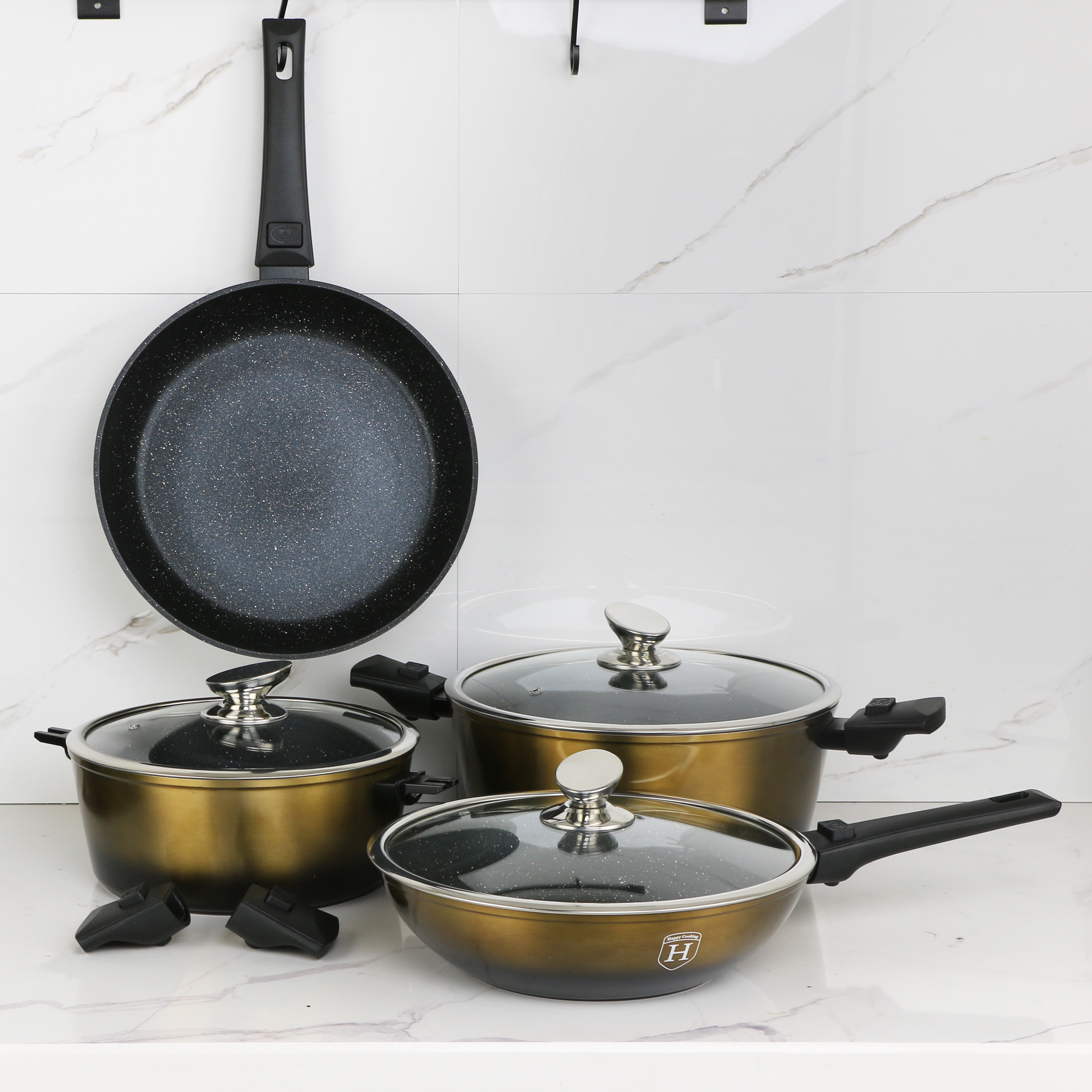 Cooking Pots and Pans Set Detachable Handle