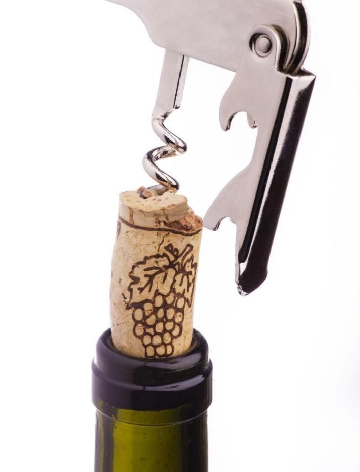 How do you open a bottle of wine without a corkscrew?