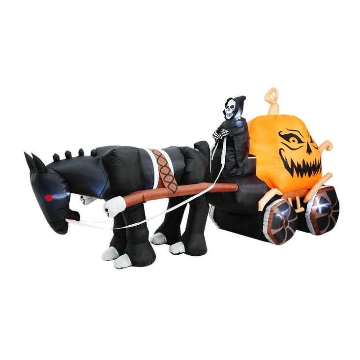 12FT Inflatable Ghost driving the Carriage with Pumpkin