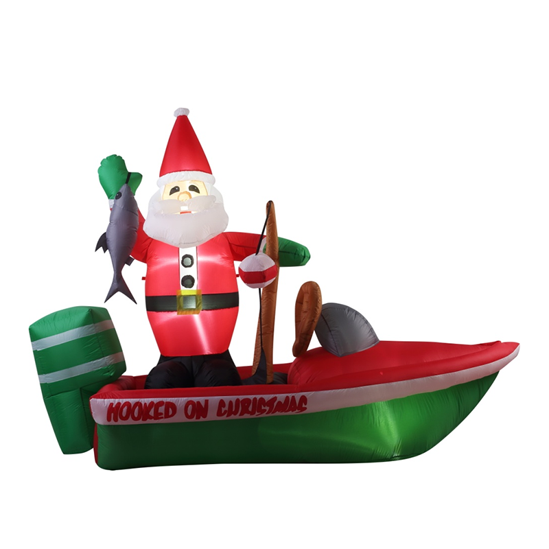Quality Inspection for Wholesale Halloween Inflatables - 10FT Inflatable Santa with Fishing boat   – K&N