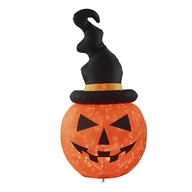6FT Inflatable Pumpkin with Black Hat