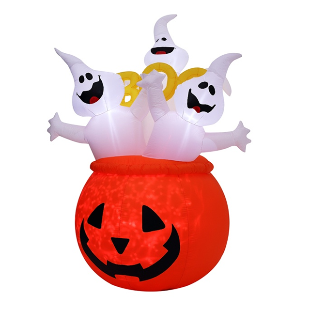 B14004-8 8FT Inflatable 3 ghost in Pumpkin
