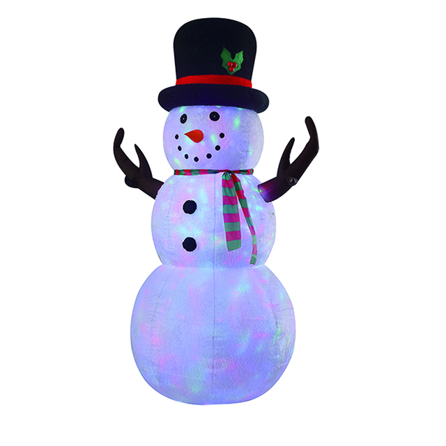 8FT Inflatable Plush Snowman with Disco Lights