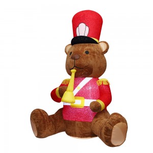 Good Wholesale Vendors Santa Christmas Inflatable - 9FT Sitting Plush Bear play trumpet With 6 songs Music – K&N