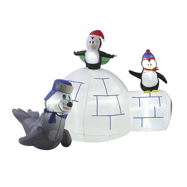 6FT Inflatable snowball with penguins and seal