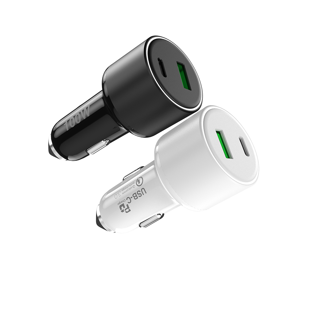 Vina Popular product 2023 USB C Car Charger Adapter 100W 2-Port PD 65W QC3.0 18W Super Fast Charging Type C Smartphone Mobile Chargeur Cigarette Lighter