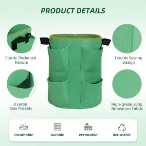 Strawberry Plant Bags Heavy Duty Thickened Nonwoven Plant Fabric Pots 8 Growth Pockets