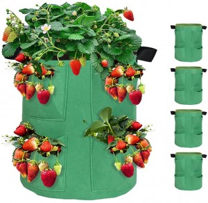 Strawberry Plant Bags Heavy Duty Thickened Nonwoven Plant Fabric Pots 8 Growth Pockets