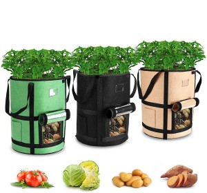 Fabric Pots Premium Breathable Cloth Bags For Potato Plant Container With Handles And Velcro Window