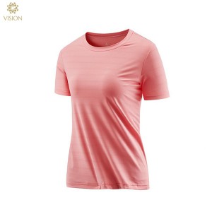 Custom Round Neck Screen Printed Breathable 86% Nylon and 14% Spandex Woman T-Shirt With Logo