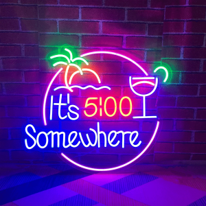 Hot Sell Indoor Wall Mount Custom Club Bar Shop Decor It’s 5:00 Somewhere Neon Sign DL114