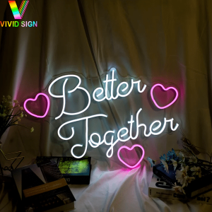 Wholesale Price Neon Wedding Sign - Romantic Wedding Decoration Big Letter Custom Better Together Neon Sign With Heart DL123 – VIVIDSIGN