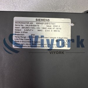 Siemens 6SE6420-2AB13-7AA1 AC DRIVE MICROMASTER 420 FILTERED 0.37KW/0.5HP