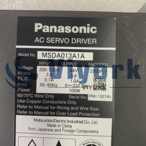 Panasonic MSDA013A1A AC SERVO DRIVE MINAS A-SERIES 100W 200V