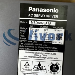 Panasonic MSDA023A1A AC SERVO DRIVE MINAS A-SERIES FOR MSM LOW INERTIA 200 W