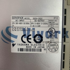 Yaskawa SGDH-05DE SERVO AMPLIFIER 0.5KW / 0.67HP 3PHASE 380/480VAC 1.9AMP CUSUB