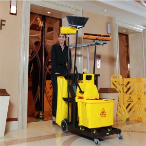 Wholesale Restaurant service Multifunction hotel housekeeping trolley cleaning rubbermaid Janitorial cart