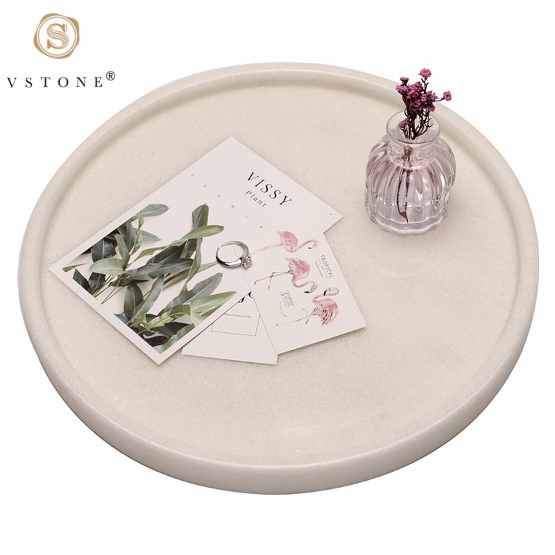 High quality Restaurant Hotel Decorations Home Luxury  Round Serving Marble Tray