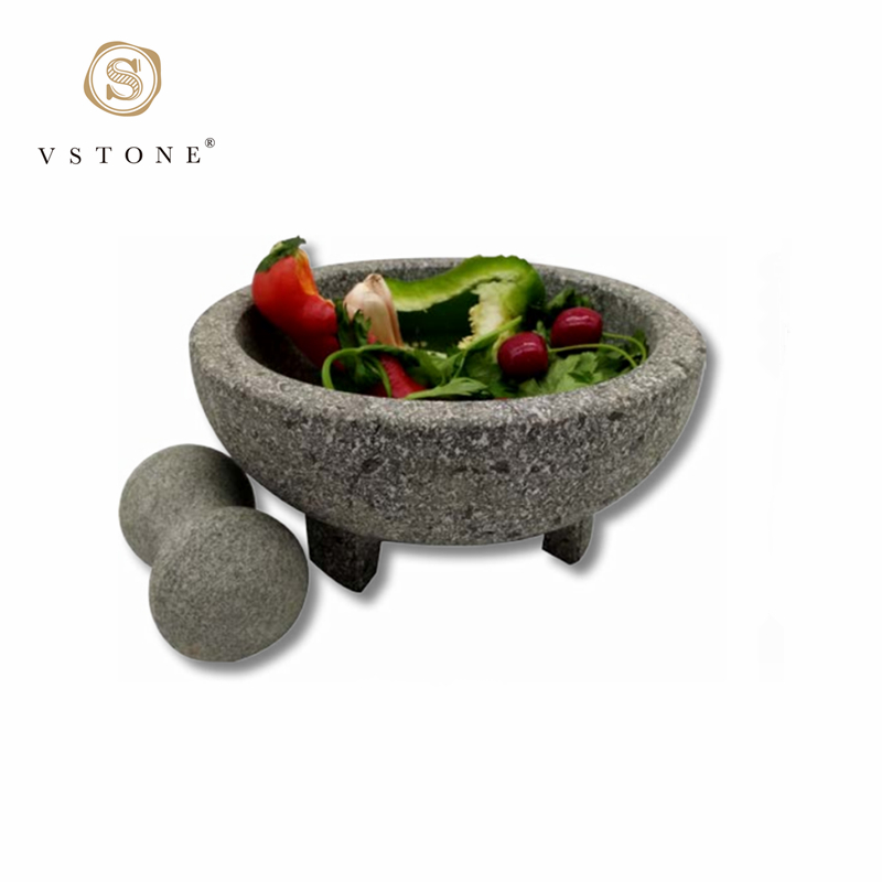 Factory-made Mexican Molcajete Seasoning Stone Mortar and Pestle Set for Kitchen