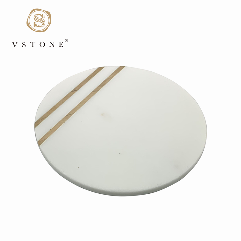 Best Marble Stone Cutting Board with Brass Inlay Home Cheese Serving Board
