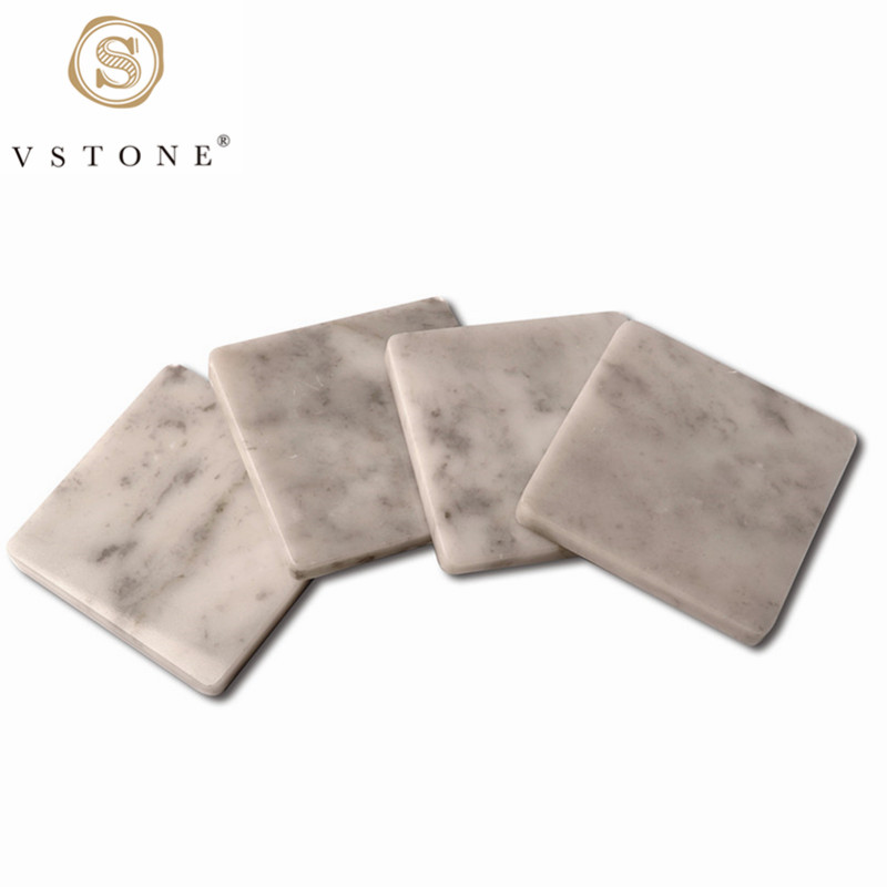4 Pack 4×4 inch Natural Marble Square Coaster set for drinking