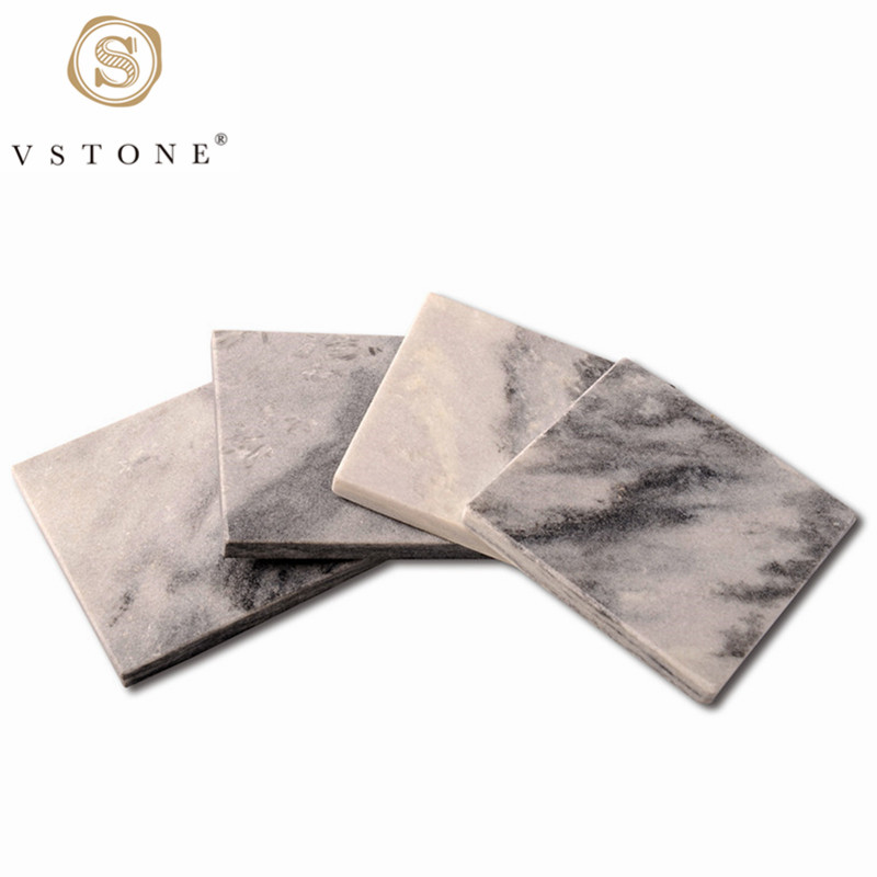 4 Pack 4×4 inch Natural Marble Square Coaster set for drinking
