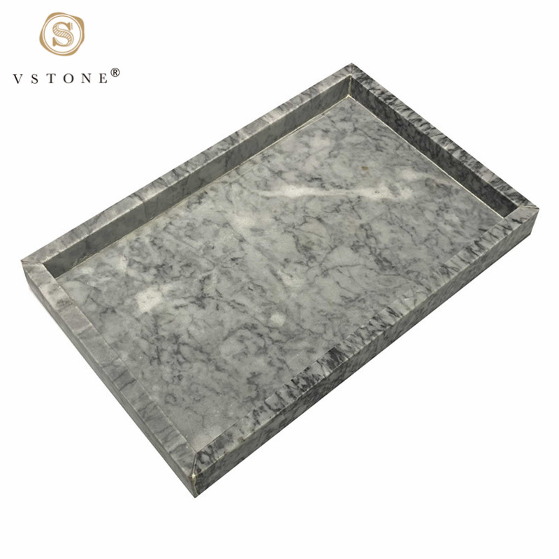 Light Grey Marble Rectangle Restaurant Hotel Decorations Home Luxury Nordic Style Serving Marble Tray