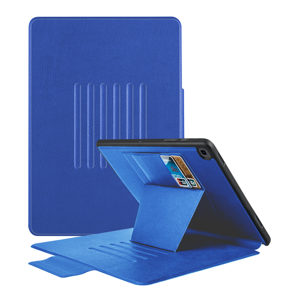 STYLUS SLOT PU LEATHER FOLIO PROTECTIVE SMART CASE For Lenovo Yoga Tablet 2 10-inch with Sleep/Awake Function COVER Hand Strap and Credit Cards / ID Holders 2 Screen Protectors and Stylus STAND with MICROFIBER INNER Dark BLUE.