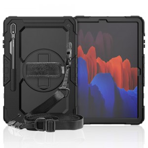 Rotating Shockproof Protective Case for Samsung Galaxy tab S7 Plus 12.4 2020 SM-T970 T975 T975 with hand strap