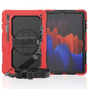 Rotating Shockproof Protective Case for Samsung Galaxy tab S7 Plus 12.4 2020 SM-T970 T975 T975 with hand strap
