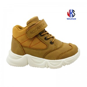 Wholesale Price Kids Classic Velcro Ankle Boots - Kids flat boots student sneakers high-top children’s casual shoes kids working boots – Walksun