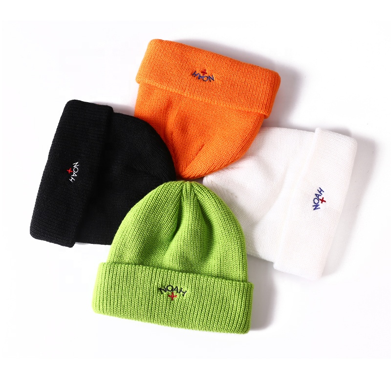 Factory wholesale  Knit Hat With Man Made Wool Pompom  - Acrylic Custom Embroidery Winter Knitted Beanie Hat Custom Winter Hat –  Wangjie